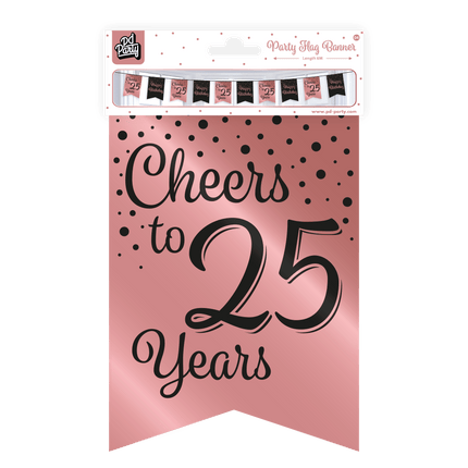 Banner 25 Jaar Roze Zwart 6m van Paper Dreams koop je bij Partywinkel