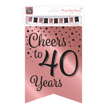 Banner 40 Jaar Roze Zwart 6m van Paper Dreams koop je bij Partywinkel