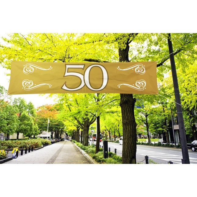 Banner 50 Jaar Goud 1,8m van Folat koop je bij Partywinkel