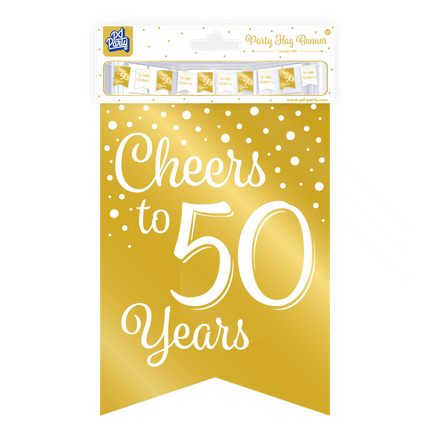 Banner 50 Jaar Goud Wit 6m van Paper Dreams koop je bij Partywinkel