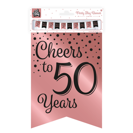 Banner 50 Jaar Roze Zwart 6m van Paper Dreams koop je bij Partywinkel