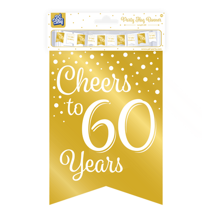 Banner 60 Jaar Goud Wit 6m van Paper Dreams koop je bij Partywinkel