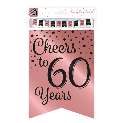 Banner 60 Jaar Roze Zwart 6m van Paper Dreams koop je bij Partywinkel