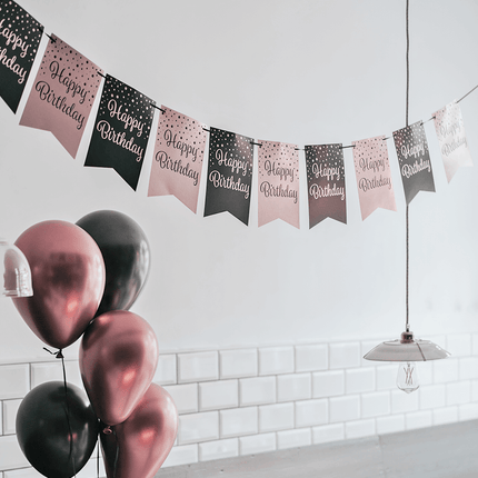Banner 65 Jaar Roze Zwart 6m van Paper Dreams koop je bij Partywinkel