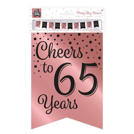Banner 65 Jaar Roze Zwart 6m van Paper Dreams koop je bij Partywinkel