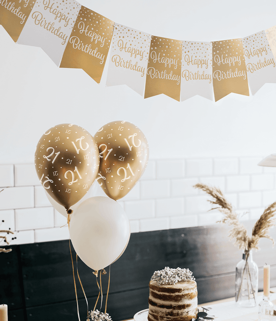 Banner 70 Jaar Goud Wit 6m van Paper Dreams koop je bij Partywinkel