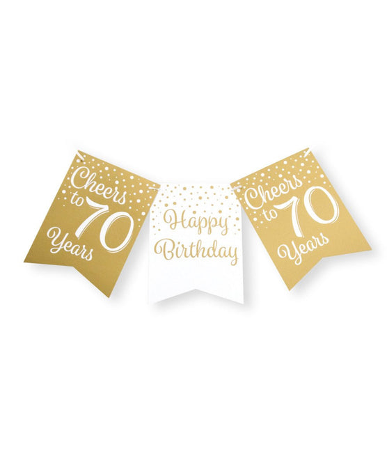 Banner 70 Jaar Goud Wit 6m van Paper Dreams koop je bij Partywinkel