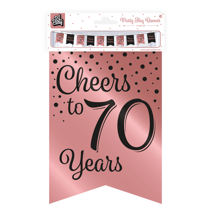 Banner 70 Jaar Roze Zwart 6m van Paper Dreams koop je bij Partywinkel