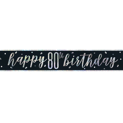 Banner 80 Jaar Zwart 2,74m van Unique koop je bij Partywinkel