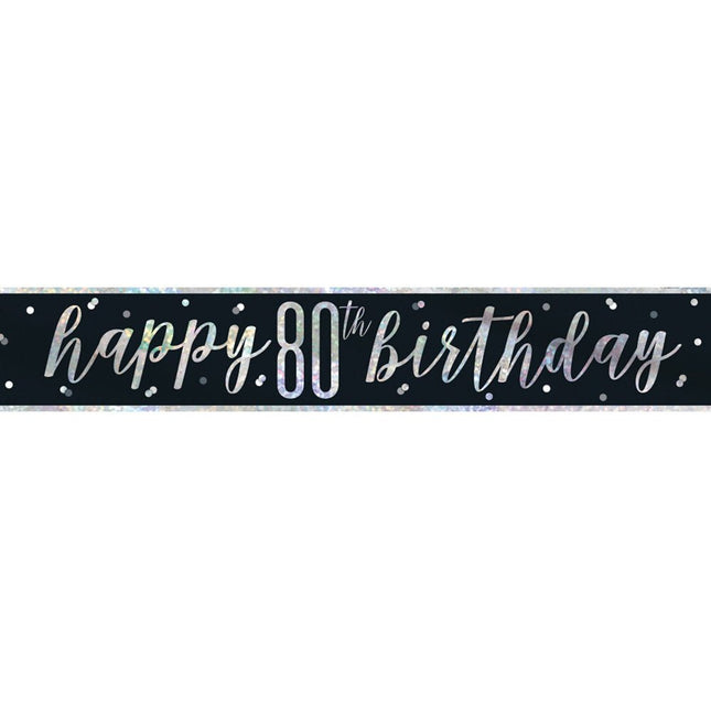 Banner 80 Jaar Zwart 2,74m van Unique koop je bij Partywinkel