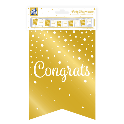 Banner Congrats Goud Wit 6m van Paper Dreams koop je bij Partywinkel