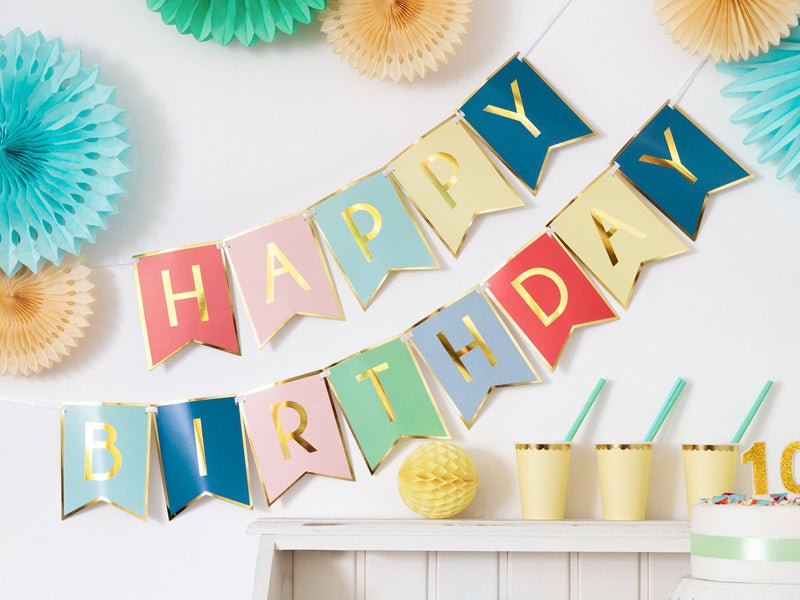 Banner Happy Birthday Gekleurd 1,75m van Partydeco koop je bij Partywinkel