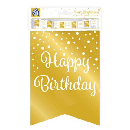 Banner Happy Birthday Goud Wit 6m van Paper Dreams koop je bij Partywinkel