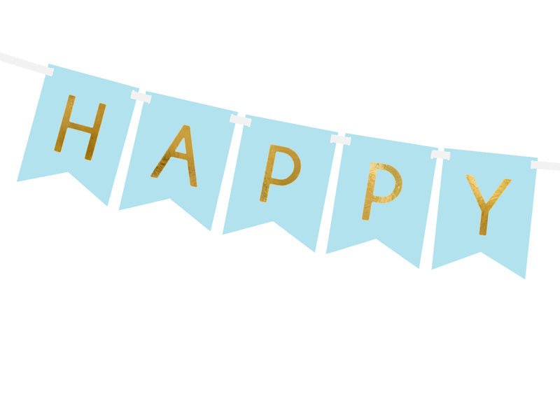 Banner Happy Birthday Lichtblauw 1,75m van Partydeco koop je bij Partywinkel