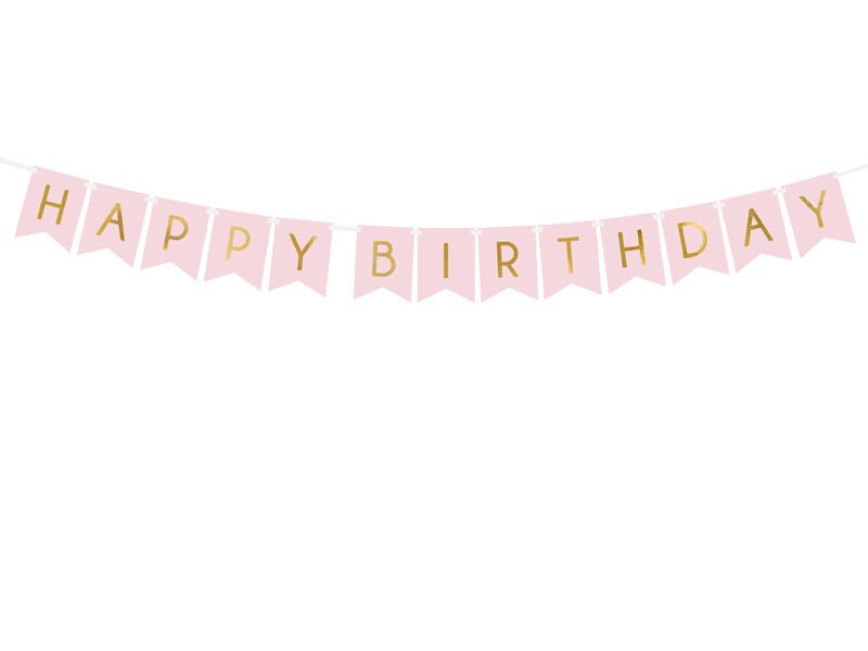 Banner Happy Birthday Lichtroze 1,75m van Partydeco koop je bij Partywinkel