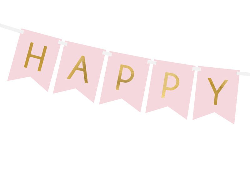 Banner Happy Birthday Lichtroze 1,75m van Partydeco koop je bij Partywinkel