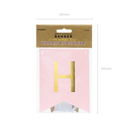 Banner Happy Birthday Lichtroze 1,75m van Partydeco koop je bij Partywinkel