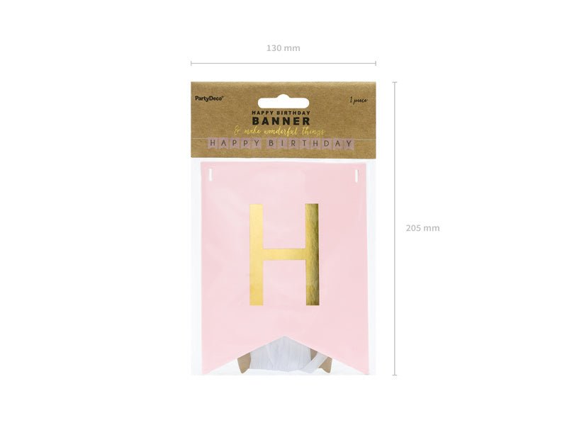 Banner Happy Birthday Lichtroze 1,75m van Partydeco koop je bij Partywinkel