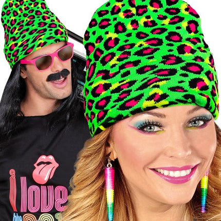 Beanie Luipaard Neon Groen van Widmann koop je bij Partywinkel