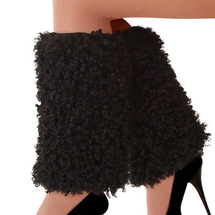 Beenwarmers Pluche Curly Zwart van PartyXplosion koop je bij Partywinkel