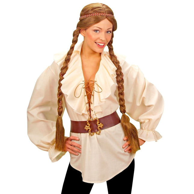Beige Blouse Dames Piraten/Renaissance van Widmann koop je bij Partywinkel