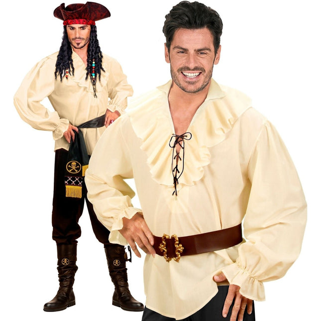 Beige Blouse Heren Piraten/Renaissance van Widmann koop je bij Partywinkel
