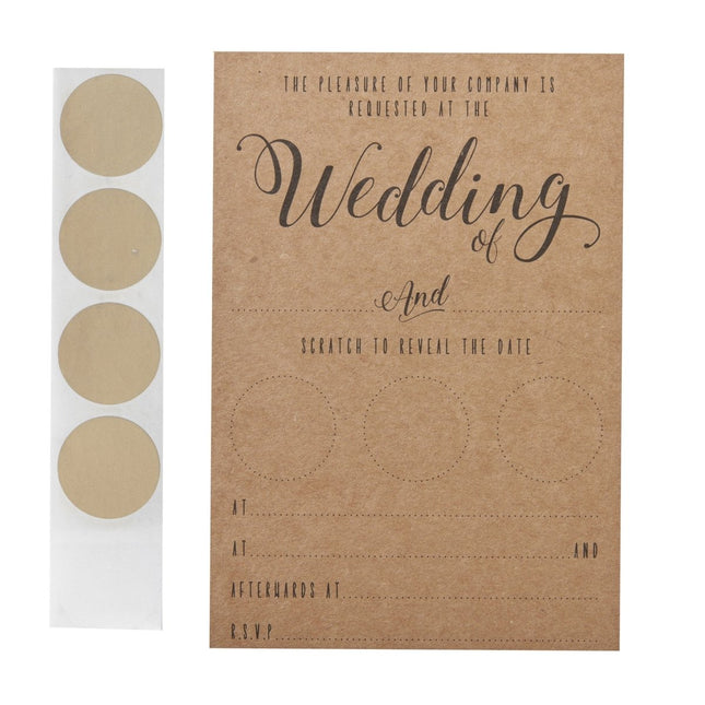 Beige Uitnodigingen Bruiloft 15cm 10st van Ginger Ray koop je bij Partywinkel