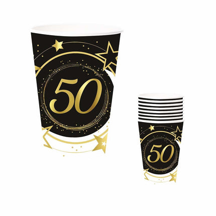 Bekers 50 Jaar 240ml 6st van Fiestas Guirca koop je bij Partywinkel