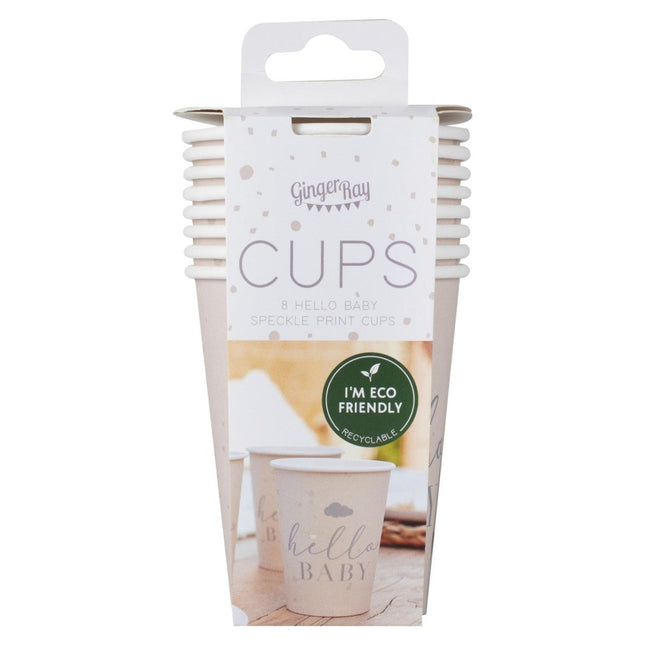 Bekers Hello Baby 266ml 8st van Ginger Ray koop je bij Partywinkel