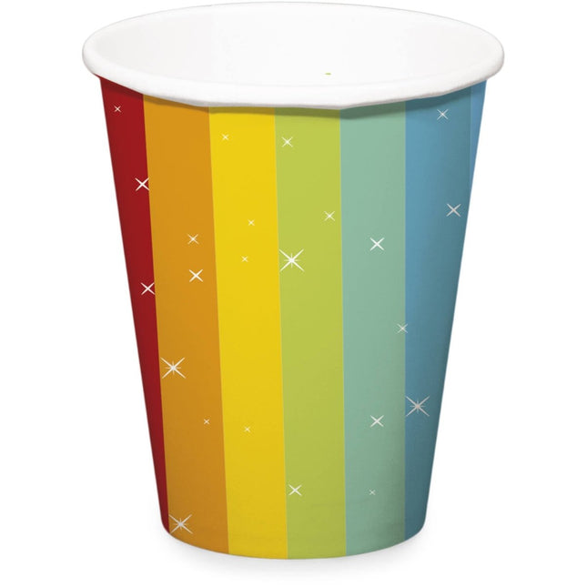 Bekers Rainbow Bday 250ml - 6 stuks van Folat koop je bij Partywinkel