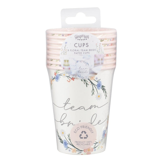 Bekers Team Bride 255ml 8st van Ginger Ray koop je bij Partywinkel