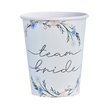 Bekers Team Bride 255ml 8st van Ginger Ray koop je bij Partywinkel