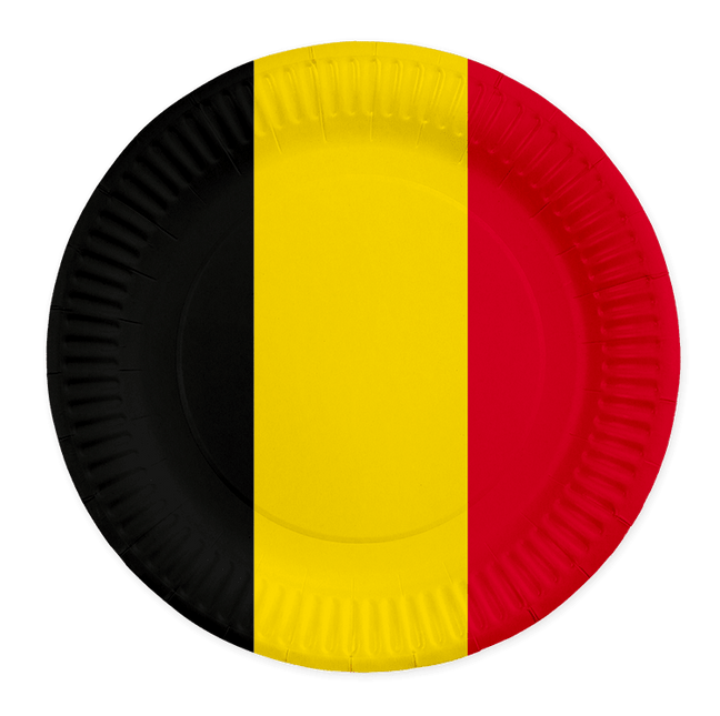 Belgie Borden Zwart Geel Rood 23cm 8st van WeFiesta koop je bij Partywinkel