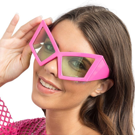 Roze Geometrische Feestbril Oversized
