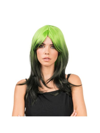 Billie Wig, Black and Green, 50 cm