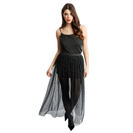 Tule Rok Women's Black with Green Sequins