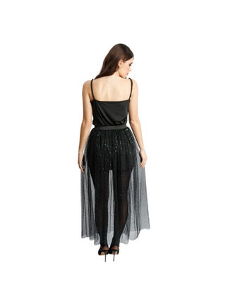 Tule Rok Women's Black with Green Sequins