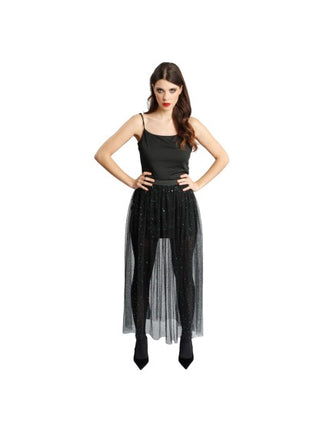 Tule Rok Women's Black with Green Sequins