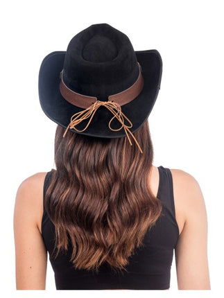 Black Cowboy Hat with Bull's Head, One Size
