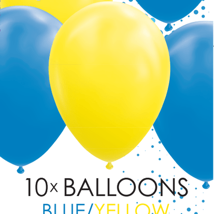 Blauw Gele Ballonnen 30cm 10st van WeFiesta koop je bij Partywinkel
