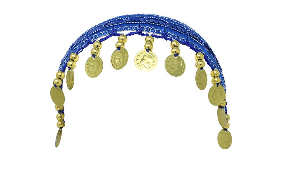 Blauw Gouden Hoofdband Munten van Fiestas Guirca koop je bij Partywinkel