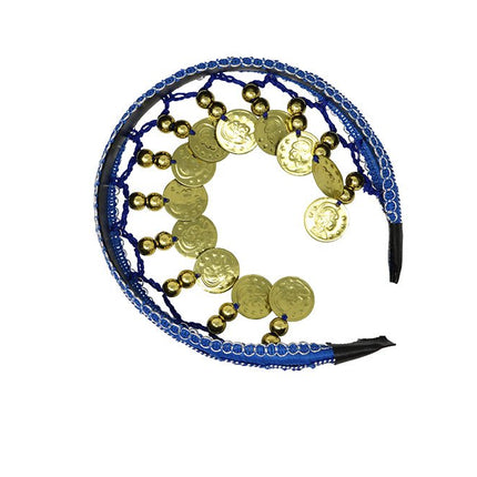 Blauw Gouden Hoofdband Munten van Fiestas Guirca koop je bij Partywinkel