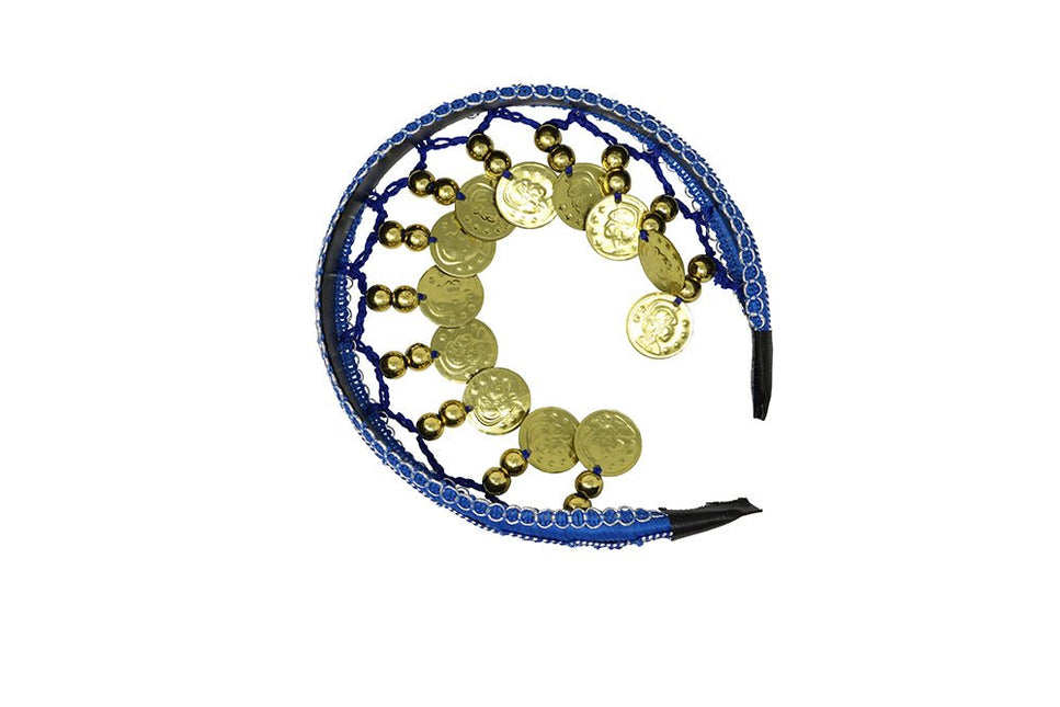 Blauw Gouden Hoofdband Munten van Fiestas Guirca koop je bij Partywinkel