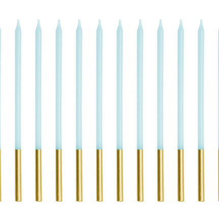 Blauw Gouden Kaars 14cm 12st van Partydeco koop je bij Partywinkel