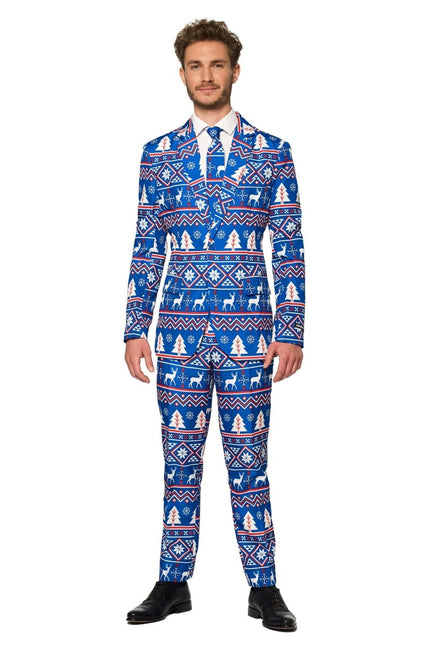 Blauw Pak Kerstmis van Suitmeister koop je bij Partywinkel