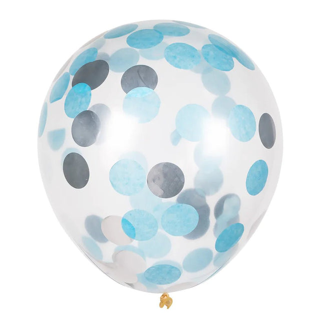 Blauw Zilveren Confetti Ballonnen 30cm 5st van Boland koop je bij Partywinkel