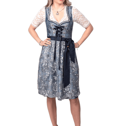 Blauw Zilveren Dirndl Jurk Oktoberfest Dames 2 Delig van Haus Huberts koop je bij Partywinkel