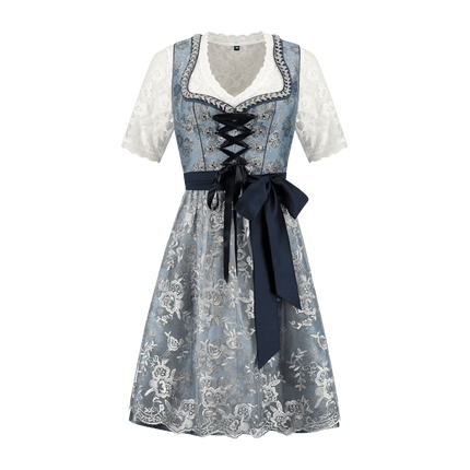 Blauw Zilveren Dirndl Jurk Oktoberfest Dames 2 Delig van Haus Huberts koop je bij Partywinkel