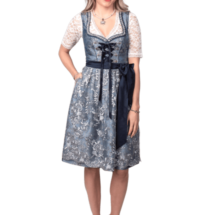 Blauw Zilveren Dirndl Jurk Oktoberfest Dames 2 Delig van Haus Huberts koop je bij Partywinkel