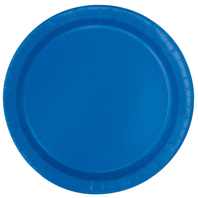 Blauwe Borden Rond 23cm 16st van Unique koop je bij Partywinkel